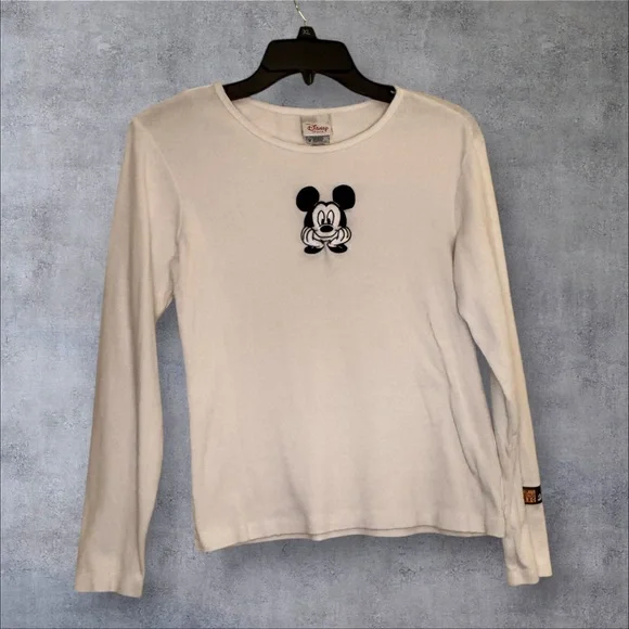 Disney White Cotton Embroidered Long-sleeved Shirt Size Medium - Picture 1 of 6
